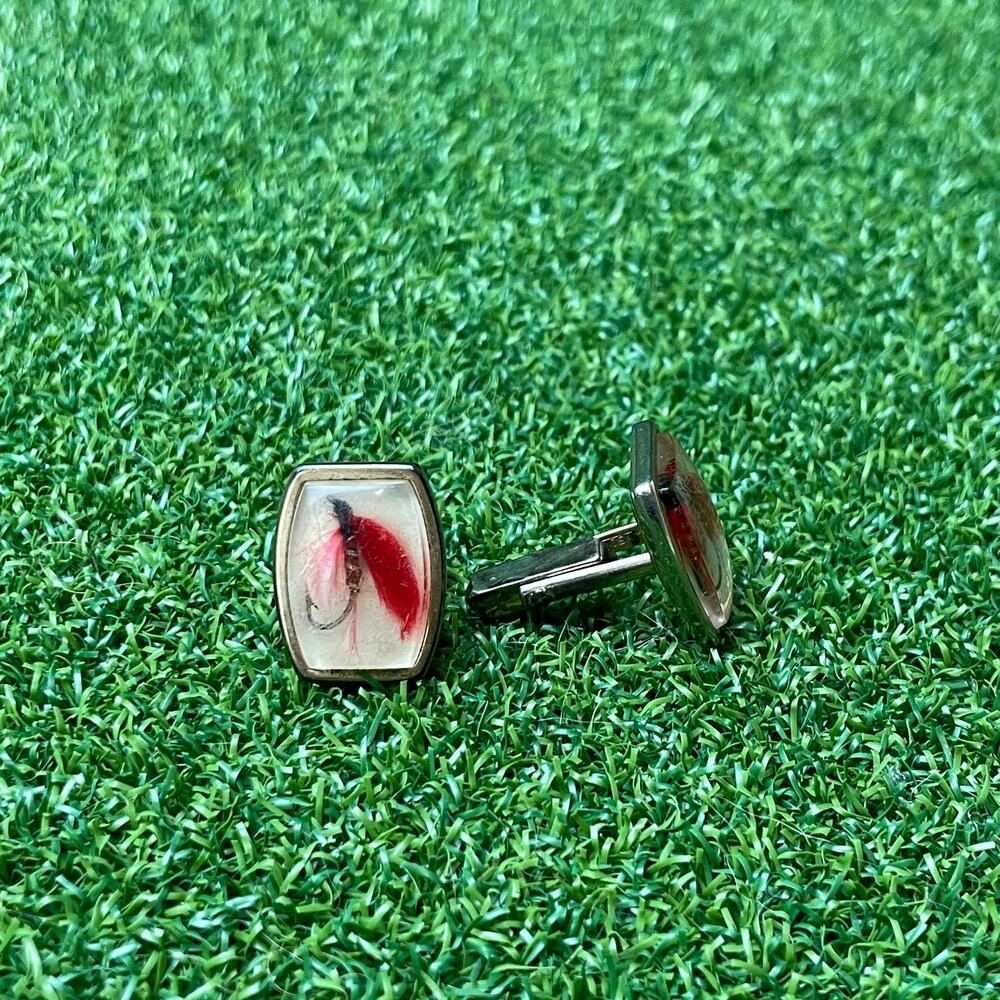 Anson Lucite and Metal Fishing Lure Cuff Links